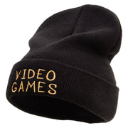 Computer Game Logo Embroidered Big Size Acrylic Long Beanie - Black XL-3XL
