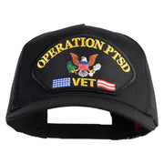 Operation PTSD Vet Patched Solid Cotton Twill 5 panel Mesh Back Cap - Black OSFM