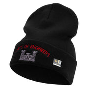 Licensed US Army Corps of Engineers Embroidered 12 Inch Long Knitted Beanie - Black OSFM