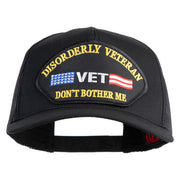 Disorderly Veteran Vet Don't Bother Me Patched Solid Cotton Twill 5 panel Mesh Back Cap - Black OSFM