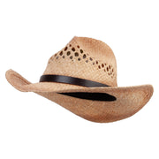 Women's Pinched Top Stain On Crown Cowboy Hat - Raffia OSFM