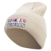 Proud Korean Veteran Embroidered 12 Inch Long Knitted Beanie - Birch OSFM