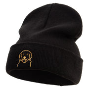 Simple Golden Retriever Logo Embroidered Big Size Acrylic Long Beanie - Black XL-3XL