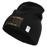 US Marine Veteran Flag Symbol Embroidered 8 Inch Short Beanie Made in USA - Black OSFM