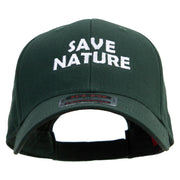 Save Nature Text Embroidered Solid Cotton Twill Low Profile Cap - Dk-Green OSFM