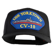USS Yorktown CV 10 Blue Patched Solid Cotton Twill 5 Panel Prostyle Snap Cap - Black OSFM