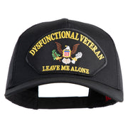 Dysfunctional Veteran Leave Me Alone Patched Solid Cotton Twill 5 panel Mesh Back Cap - Black OSFM