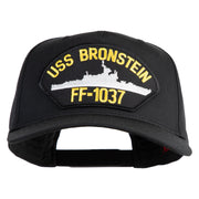 USS Bronstein FF 1037 Patched Solid Cotton Twill 5 Panel Prostyle Snap Cap - Black OSFM