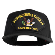 Dysfunctional Veteran Leave Me Alone Patched Solid Cotton Twill 5 Panel Prostyle Snap Cap - Black OSFM