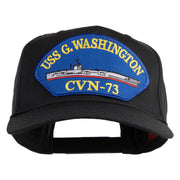 USS G. Washington CVN 73 Blue Patched Solid Cotton Twill 5 Panel Prostyle Snap Cap - Black OSFM