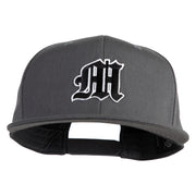 Old English Black M Patched 6 Panels Round Bill Cap - Dark Grey OSFM