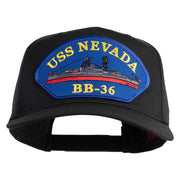 USS Nevada BB 36 Blue Patched Solid Cotton Twill 5 Panel Prostyle Snap Cap - Black OSFM