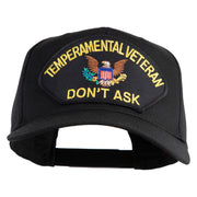 Temperamental Veteran Don't Ask Patched Solid Cotton Twill 5 Panel Prostyle Snap Cap - Black OSFM