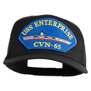 USS Enterprise CVN 65 Blue Patched Solid Cotton Twill 5 Panel Prostyle Snap Cap - Black OSFM