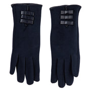 Women's 3 Bow Texting Gloves - Navy OSFM