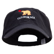 California with Bear and Star Embroidered Big Size Adjustable Ripstop Army Cap - Black XL-3XL