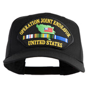 Operation Joint Endeavor United States Patched Solid Cotton Twill 5 Panel Prostyle Snap Cap - Black OSFM