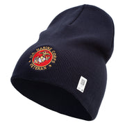 US Marine Corps Veteran Emblem Symbol Embroidered 8 Inch Short Beanie Made in USA - Navy OSFM