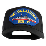 USS Oklahoma BB 37 Blue Patched Solid Cotton Twill 5 Panel Prostyle Snap Cap - Black OSFM