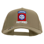 Licensed 82nd Airborne Retired Embroidered Solid Cotton Twill Mesh Prostyle Cap - Khaki OSFM
