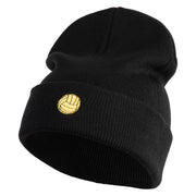 Water Polo Ball Iron on Patched 12 Inch Long Knitted Beanie - Black OSFM