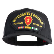 25th Infantry Division Vietnam Veteran Patched Solid Cotton Twill 5 panel Mesh Back Cap - Black OSFM
