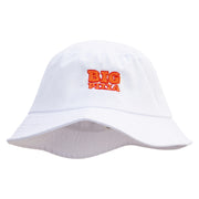 Big Pizza Embroidered Big Size Cotton Blend Twill Bucket Hat - White XL-2XL