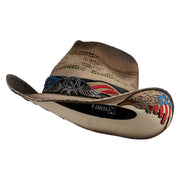 UPF 50+ Western Style USA Wing Hat with Embroidered Bald Eagle - USA-Eagle-Flag S