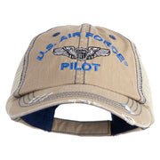 US Air Force Pilot Embroidered Low Profile Special Cotton Mesh Cap - Khaki OSFM