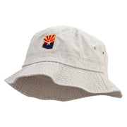 Airzona State Flag Map Embroidered Big Size Washed Bucket Hat - Beige XL-2XL