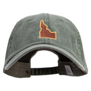Idaho State Map Embroidered Big Size Washed Pigment Dyed Cap - Olive XL-3XL