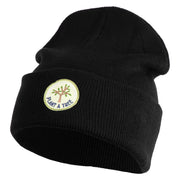 Plant a Tree Iron on Patched 12 Inch Long Knitted Beanie - Black OSFM