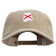 Alabama State Flag Map Embroidered Big Size Washed Pigment Dyed Cap - Khaki XL-3XL