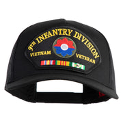 9th Infantry Division Vietnam Veteran Patched Solid Cotton Twill 5 panel Mesh Back Cap - Black OSFM