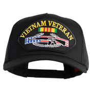 Vietnam Veteran Gun Patched Solid Cotton Twill 5 panel Mesh Back Cap - Black OSFM