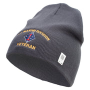 1st Marine Division Veteran Symbol Embroidered 8 Inch Solid Knit Short Beanie Made in USA - Charcoal OSFM