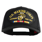U.S. Marine Corps Vietnam 1959 1975 Patched Solid Cotton Twill 5 panel Mesh Back Cap - Black OSFM