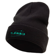 Turbo Embroidered Big Size Acrylic Long Beanies - Black XL-3XL