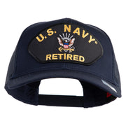 US Navy Retired Patched Solid Cotton Twill Mesh Cap - Navy OSFM
