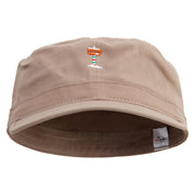 North Pole Wooden Sign Embroidered Big Size Cotton Fitted Military Cap - Khaki 7-3-4