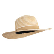Women's Boater Flat 4.25" Wide Brim Hat - Cream Tan OSFM