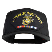 Expeditionary Force USMC Patched Solid Cotton Twill 5 Panel Prostyle Snap Cap - Black OSFM