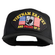 Vietnam Era Vet and Proud of It Patched Solid Cotton Twill 5 Panel Prostyle Snap Cap - Black OSFM