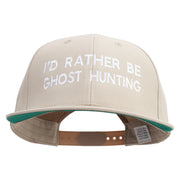I'd Rather Be Ghost Hunting Embroidered Brushed Cotton Twill High Profile Extra Size Cap - Khaki XL-3XL