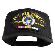 U.S. Air Force Vietnam Veteran Patched Solid Cotton Twill 5 Panel Prostyle Snap Cap - Black OSFM