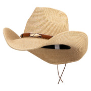 Steel Feather Band Cowboy Hat - Beige-Blend OSFM