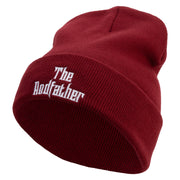 The Rodfather Phrase Embroidered 12 Inch Long Knitted Beanie. - Maroon OSFM