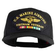 U.S. Marine Airwing Vietnam Veteran Patched Solid Cotton Twill 5 Panel Prostyle Snap Cap - Black OSFM