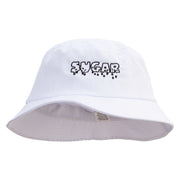 Sugar Embroidered Big Size Cotton Blend Twill Bucket Hat - White XL-2XL