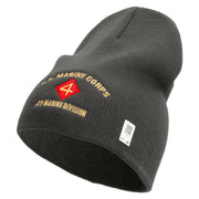 U.S. Marine Corps 4th Marine Division Symbol Embroidered 8 Inch Solid Knit Short Beanie Made in USA - Charcoal OSFM